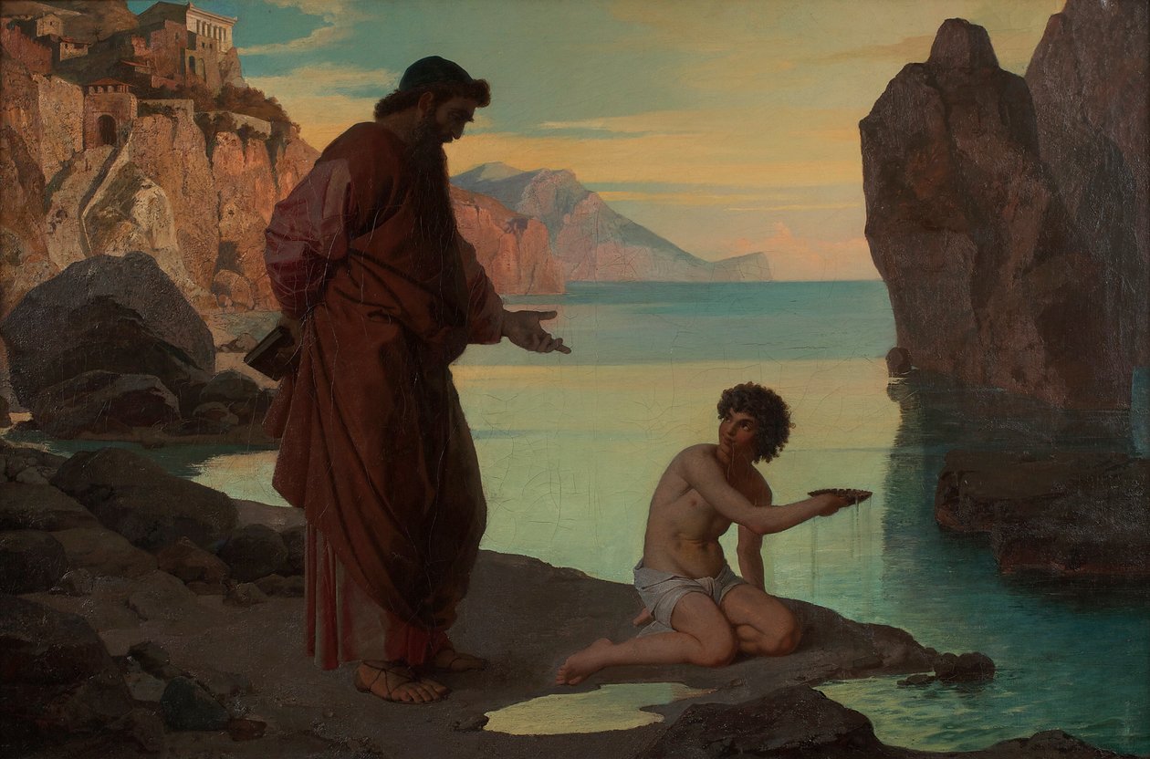 St. Augustine med drenge ved havet af Karl Schönbrunner