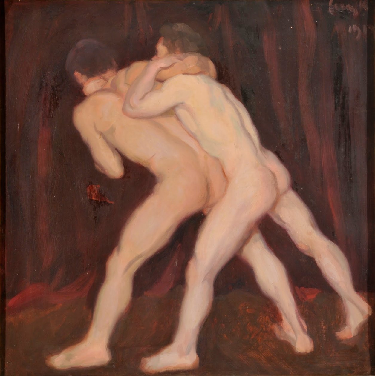Wrestlers af Károly Ferenczy