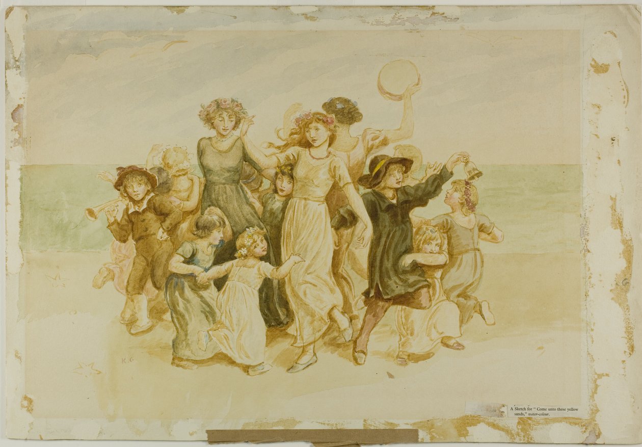 Børn, der leger på stranden af Kate Greenaway