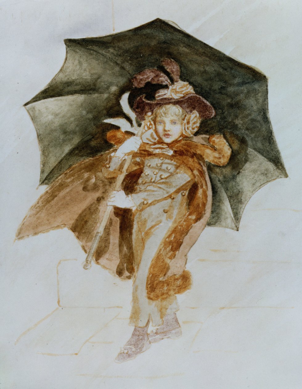 Regnstormen (wc på papir) af Kate Greenaway
