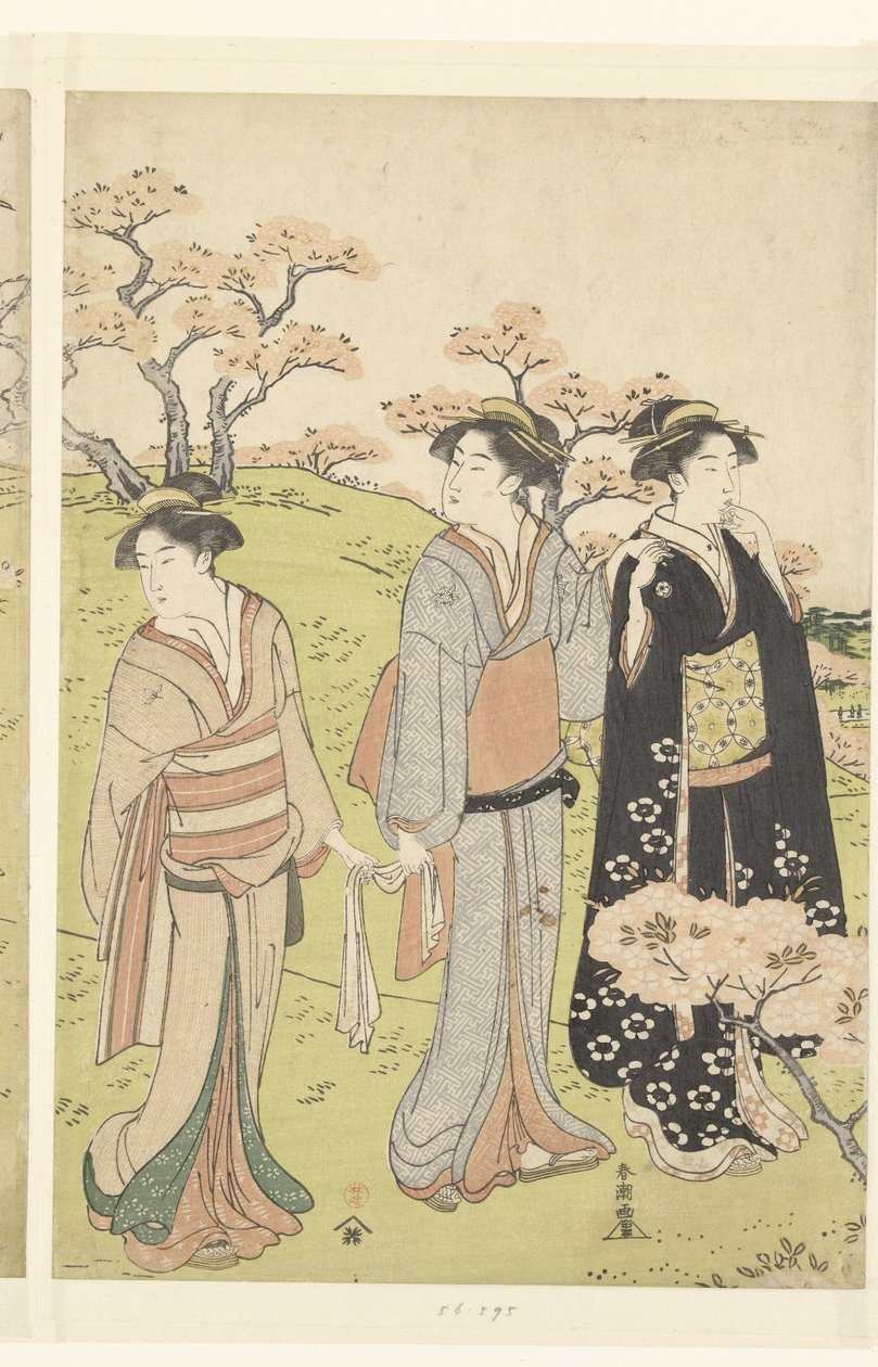 Beundre kirsebærblomsten ved Asukayama af Katsukawa Shuncho