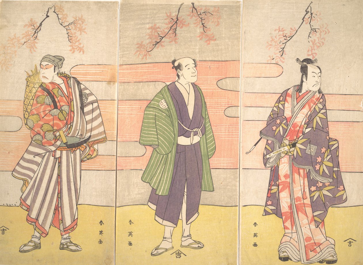 Tre uidentificerede skuespillere, ca. 1793. af Katsukawa Shun