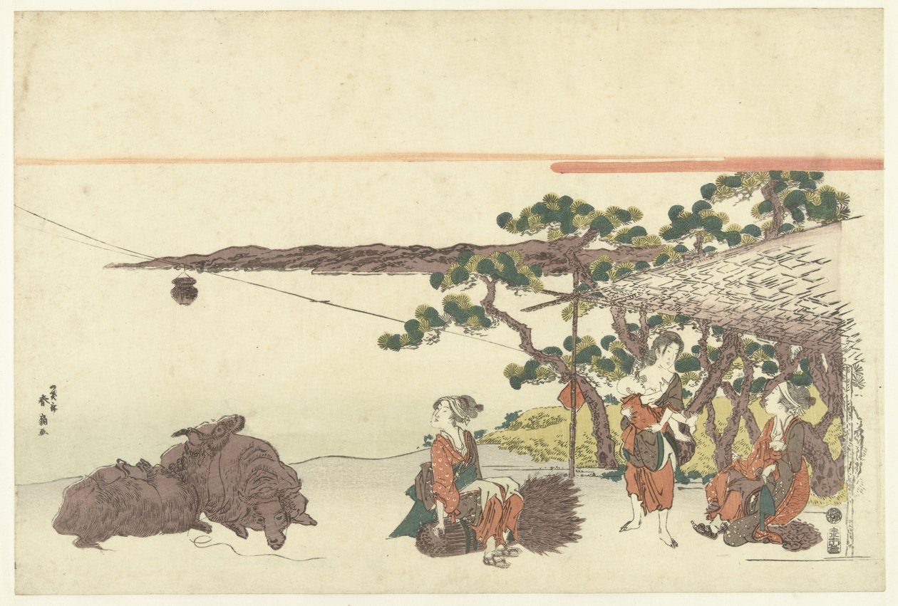 Kvinder ved en sø af Katsukawa Shunsen