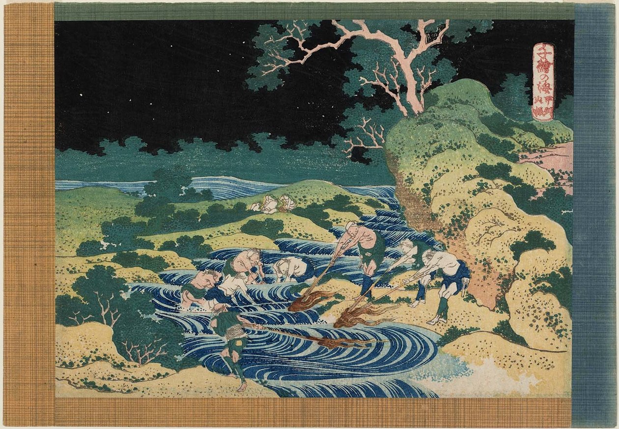 Fiskeri efter lommelygte i Kai Provincen af Katsushika Hokusai
