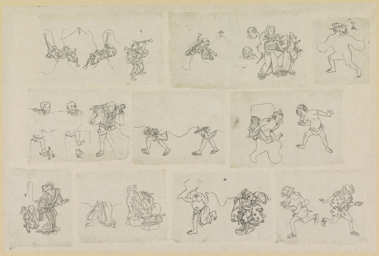 Elleve forskellige repræsentationer af mennesker af Katsushika Hokusai (possibly)