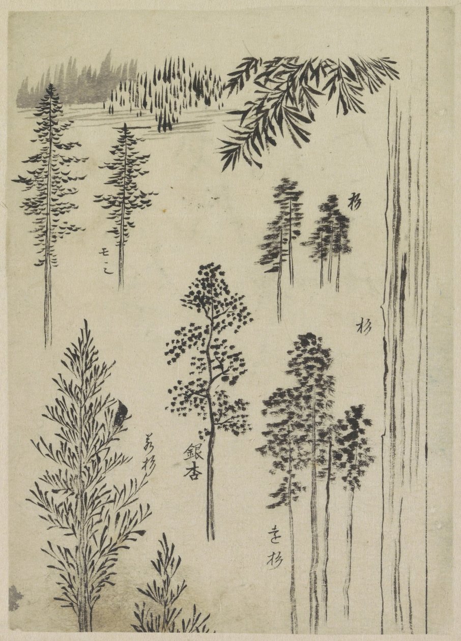 Landskab med træer af Katsushika Hokusai (possibly)