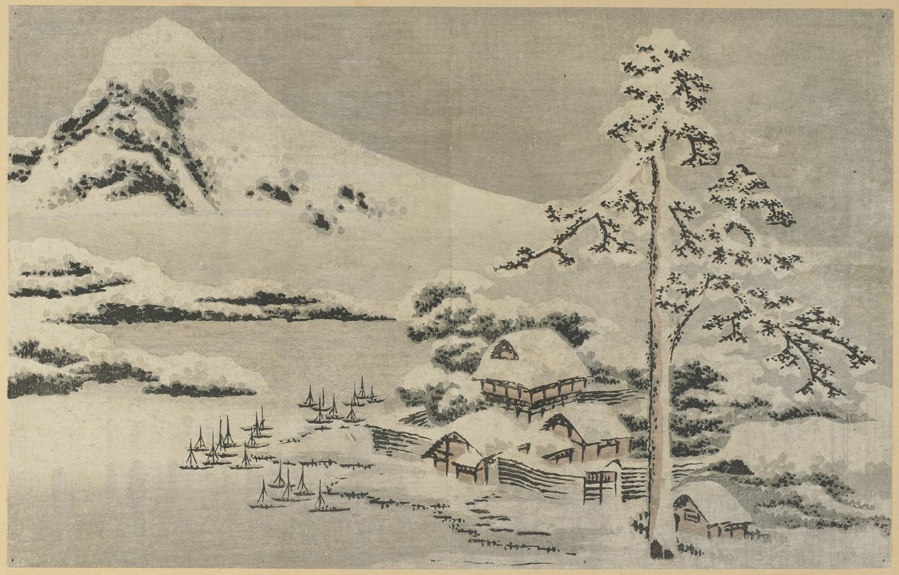 (Seaside Village in Snow), 1814 af Katsushika Hokusai