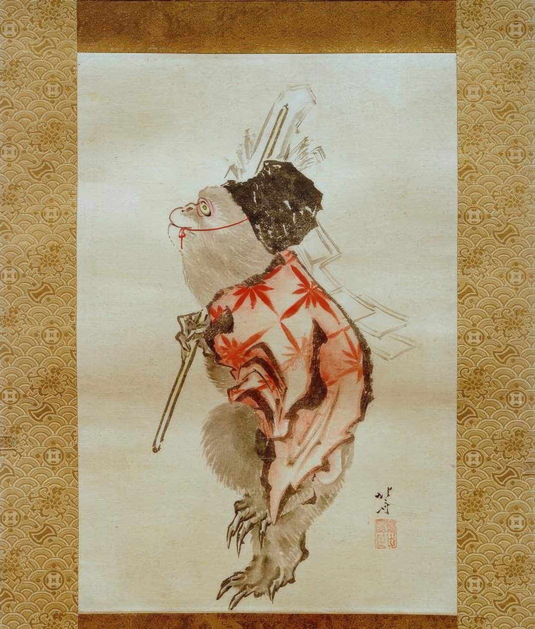Trænet abe af Katsushika Hokusai