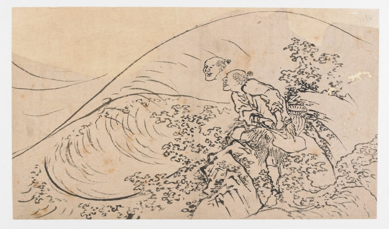 Fisherman Tossing Bait, Edo-periode, ca. 1830. af Katsushika Hokusai