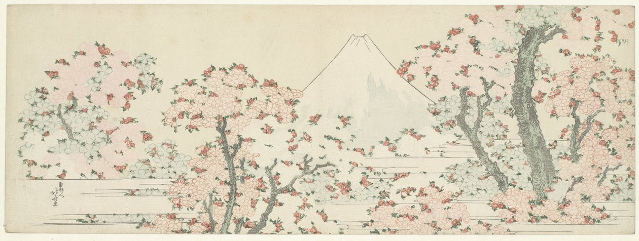 Fuji over Cherry Blossom, ca. 1800-1805 (træsnit) af Katsushika Hokusai