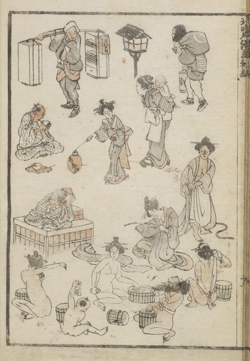 Japansk badning (træbloktryk) af Katsushika Hokusai