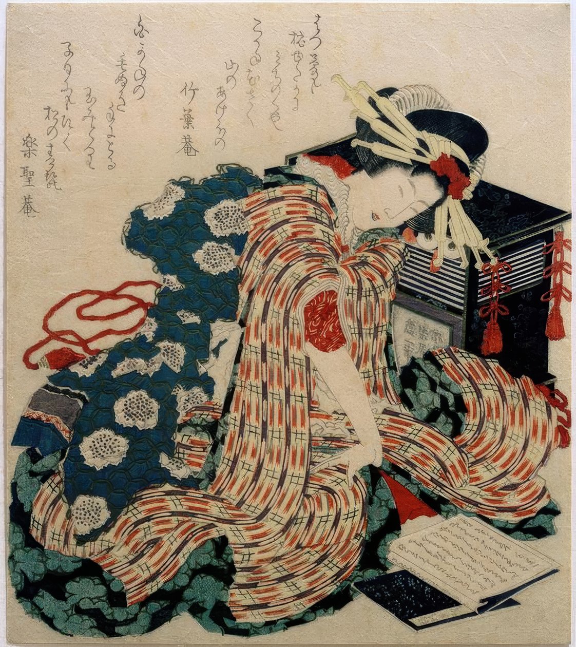 Ung kvinde, der læser pudebogen ’ af Katsushika Hokusai