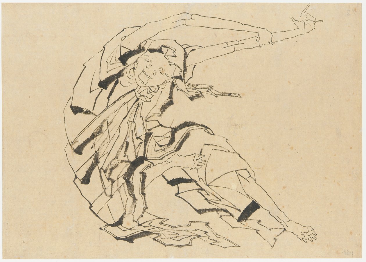 Langarmet mand, der strækker sig, Edo-periode, 1800-tallet. af Katsushika Hokusai