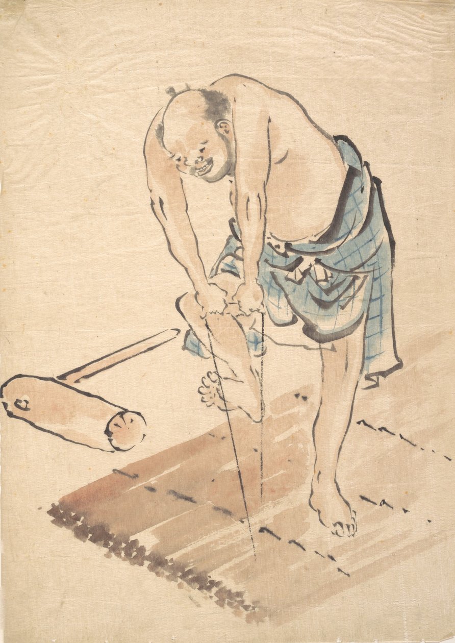 Mand på en flåde. af Katsushika Hokusai