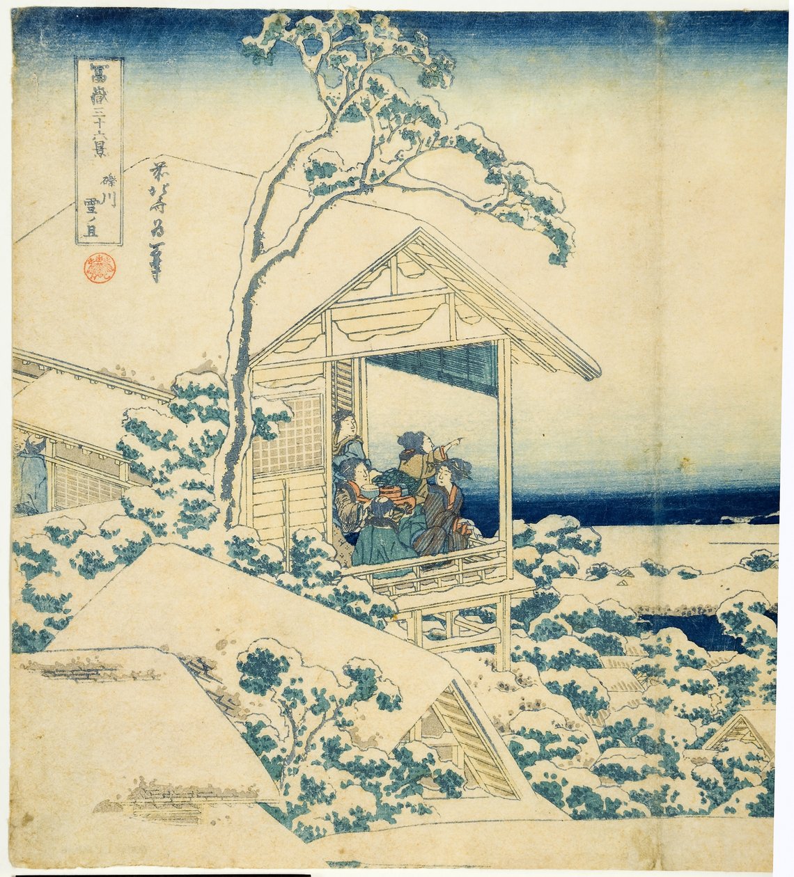 Snowy Morning at Koishikawa, ca. 1831-34 (træblok) af Katsushika Hokusai