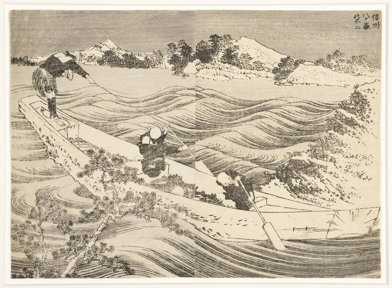 Yatsugatake i Shinano-provinsen, 1834-35 (træblok) af Katsushika Hokusai