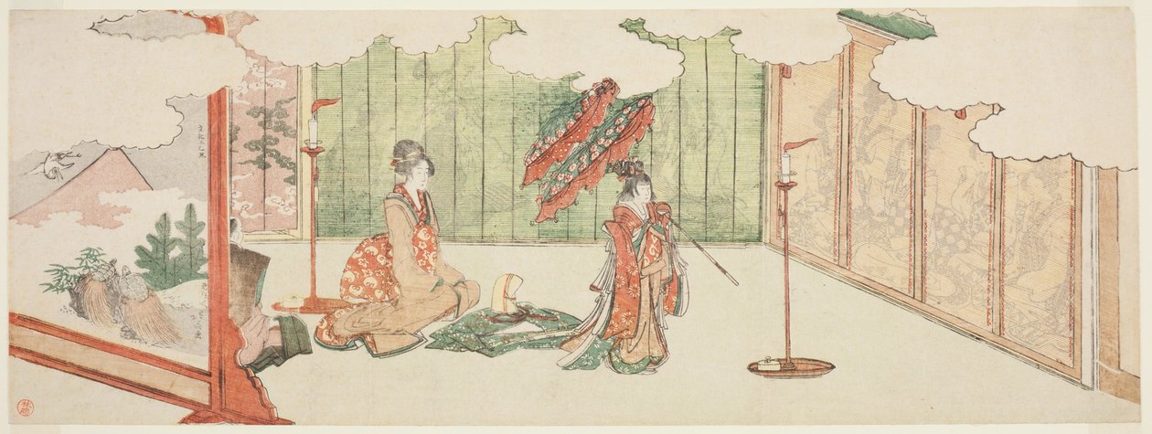 Ung pige danser i en adelsmands palæ af Katsushika Hokusai