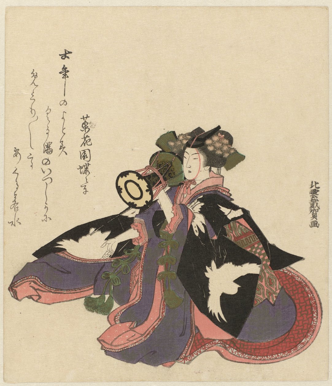 Kvinde med tromme af Katsushika Hokuun