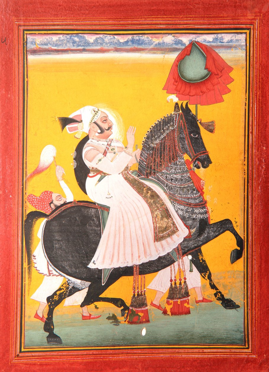 Rawat Ragho Das, 1778 (ugennemsigtigt wc & guld på papir) af Kavala