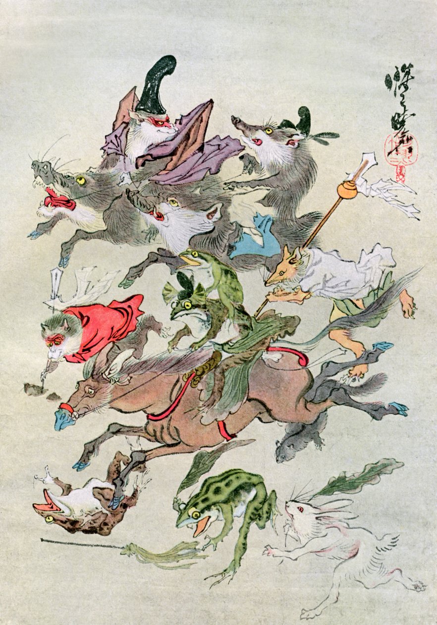 Jagt på dyr, 1898. af Kawanabe Kyosai