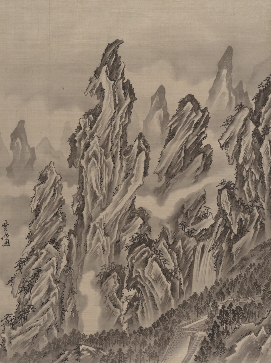 Klippelandskab, ca. 1887. af Kawanabe Kyosai
