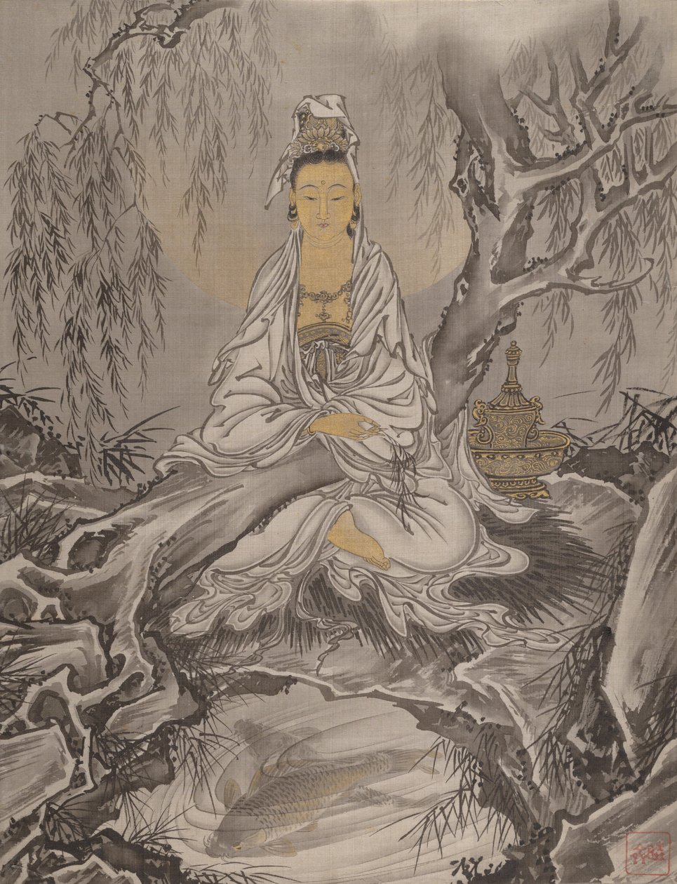 Kannon med hvid kappe, ca. 1887. af Kawanabe Kyosai
