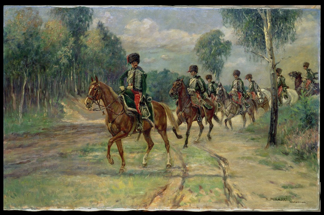 Squadron of Husars, ca. 1920 (olie på lærred) af Kazimierz Pulaski