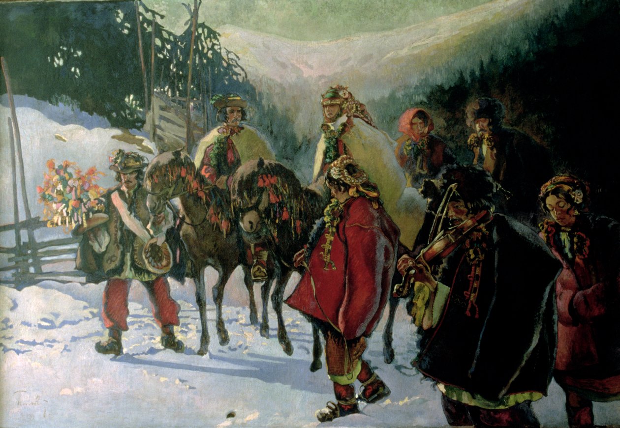 Hucul bryllup, 1909 af Kazimierz Sichulski