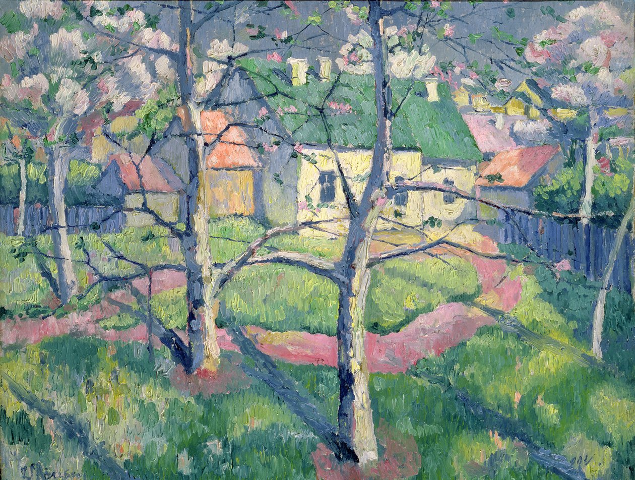 Æbletræer i blomst, 1904 af Kazimir Severinovich Malevich