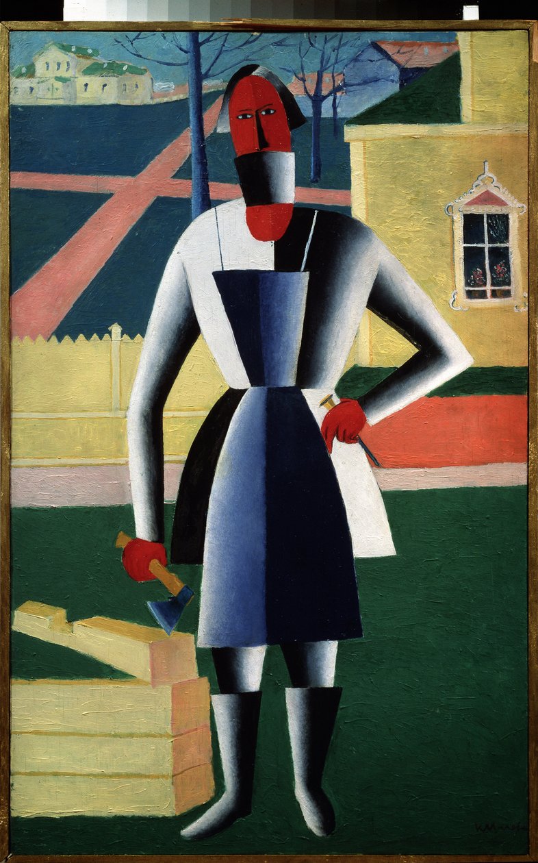 En tømrer (olie på lærred) af Kazimir Severinovich Malevich