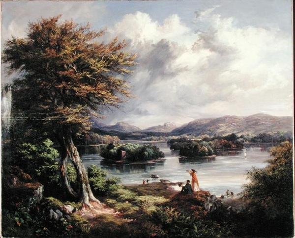 Lake of Menteith (olie på lærred) af Kenneth Macleay