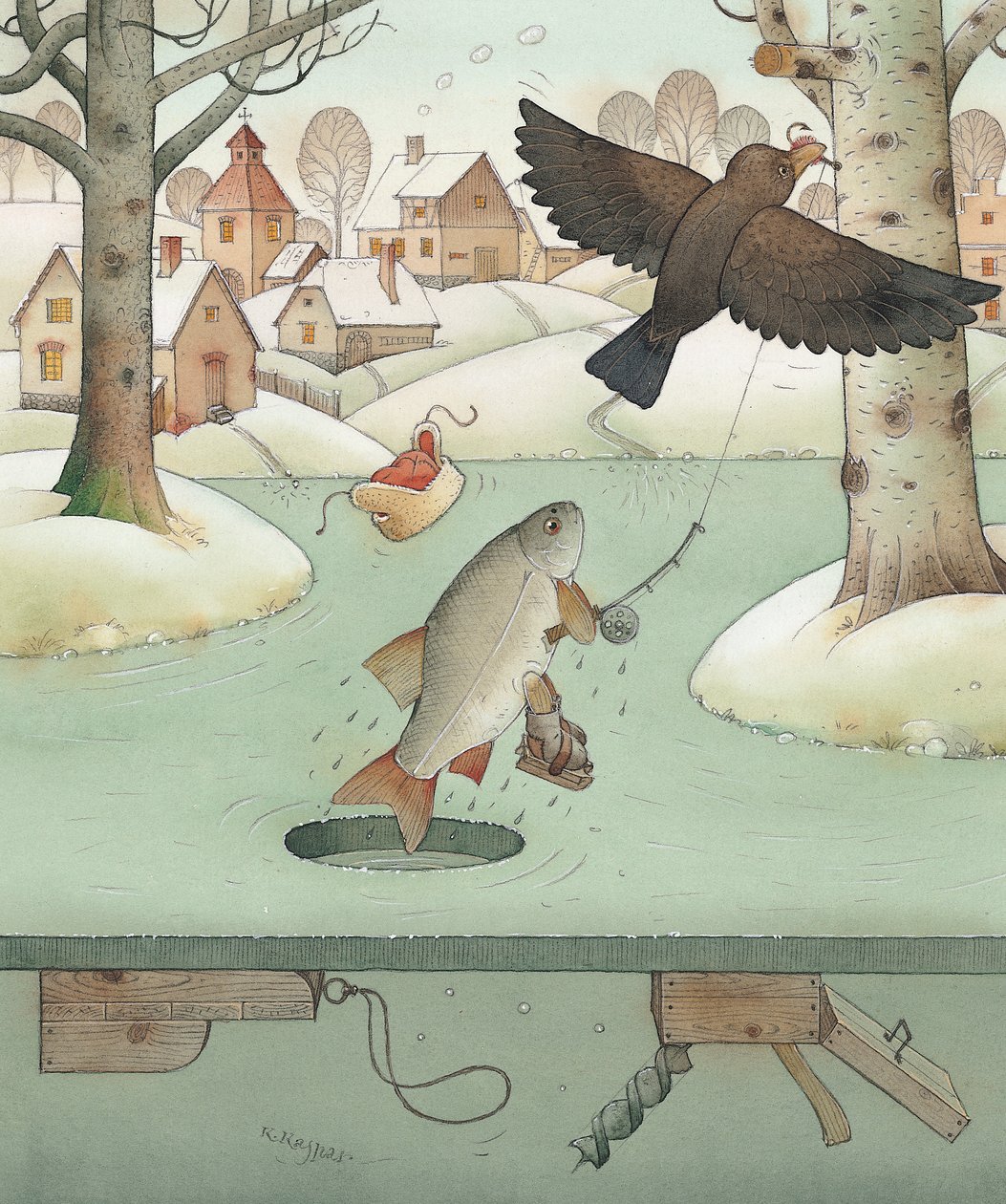 Fiskeri, 2003 (wc på papir) af Kestutis Kasparavicius