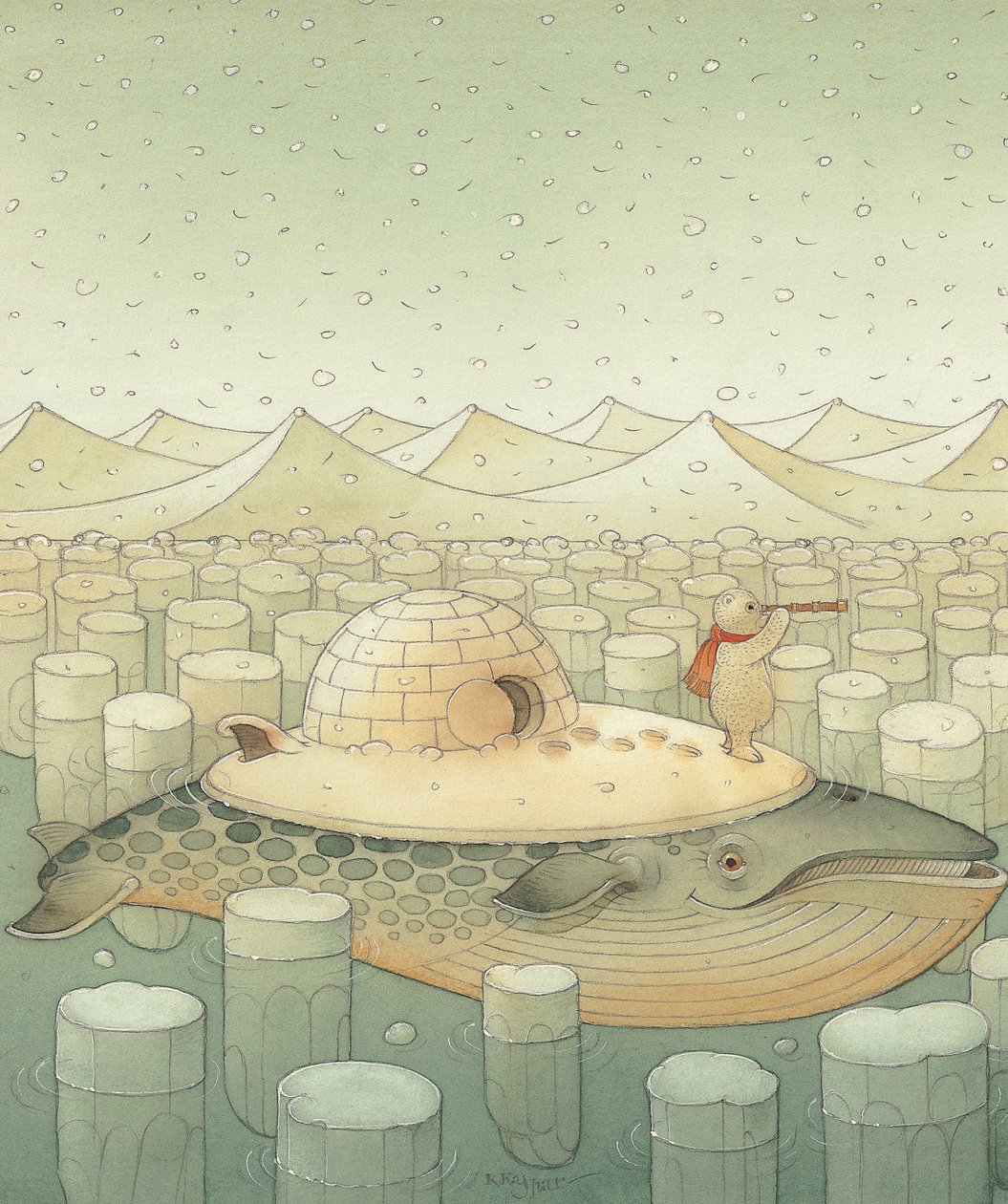 Island, 2005 (wc på papir) af Kestutis Kasparavicius
