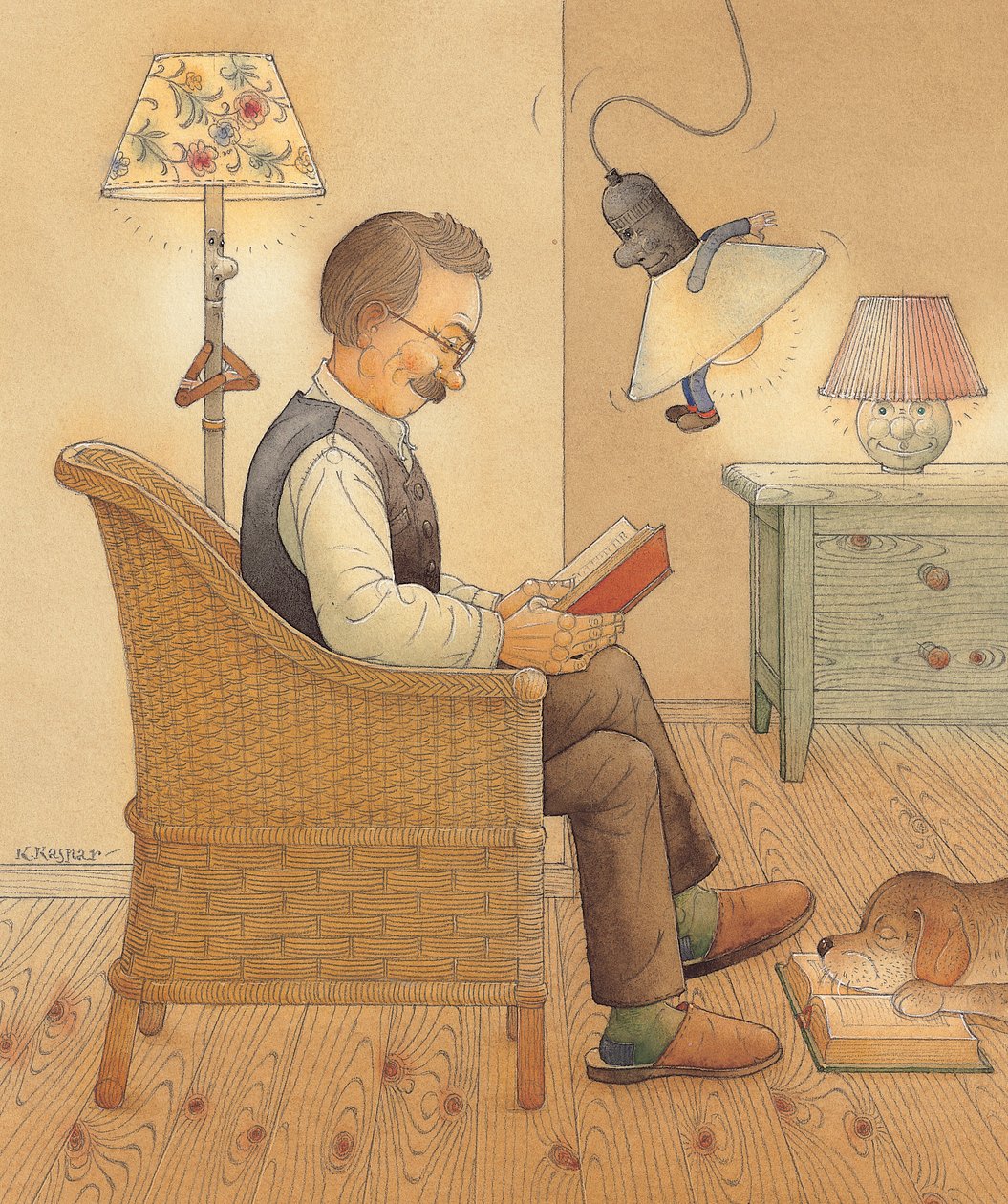Lampe, 2005 (wc på papir) af Kestutis Kasparavicius