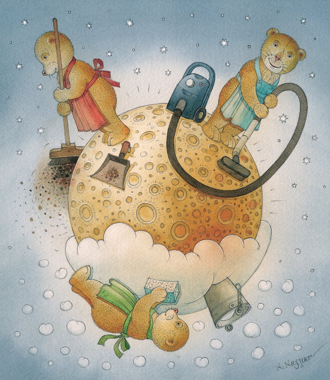Lunar Bears, 2006 (wc på papir) af Kestutis Kasparavicius