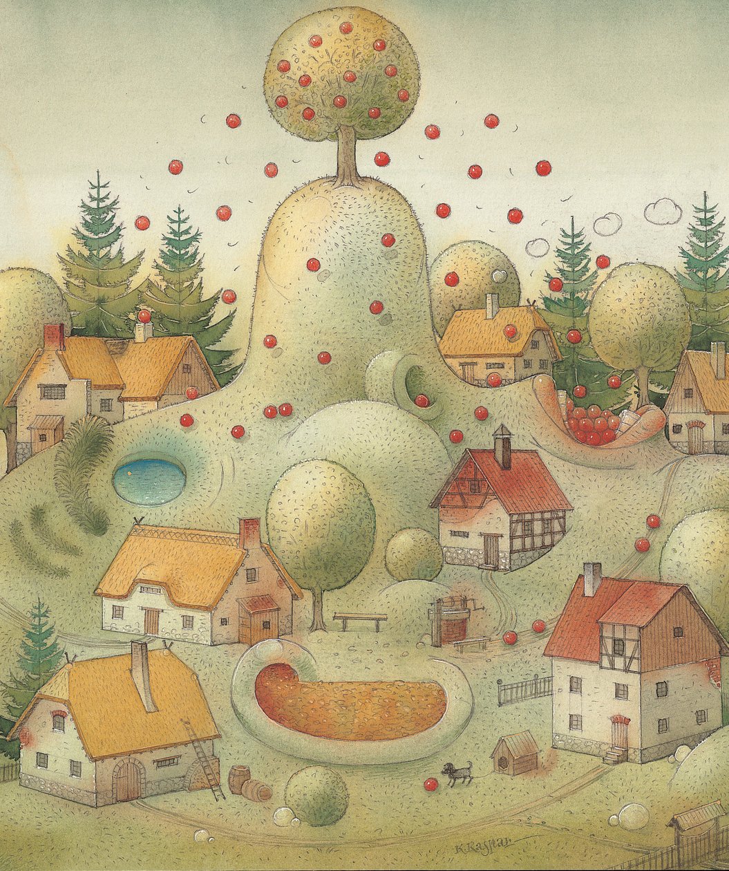 Mountain, 2005 (wc på papir) af Kestutis Kasparavicius