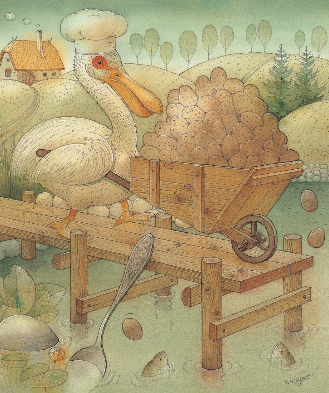 Pelican, 2005 (wc på papir) af Kestutis Kasparavicius