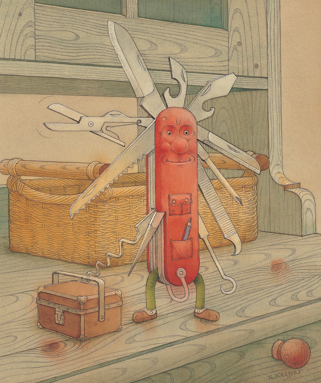 Lommekniv, 2005 (wc på papir) af Kestutis Kasparavicius