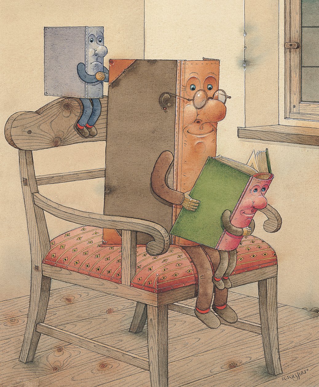 Three Books, 2003 (wc på papir) af Kestutis Kasparavicius
