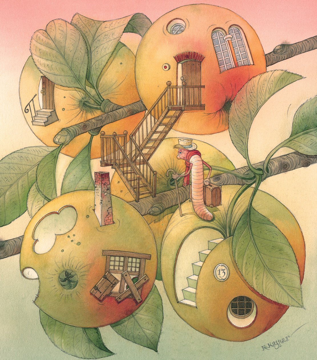 Worm, 2006 (wc på papir) af Kestutis Kasparavicius