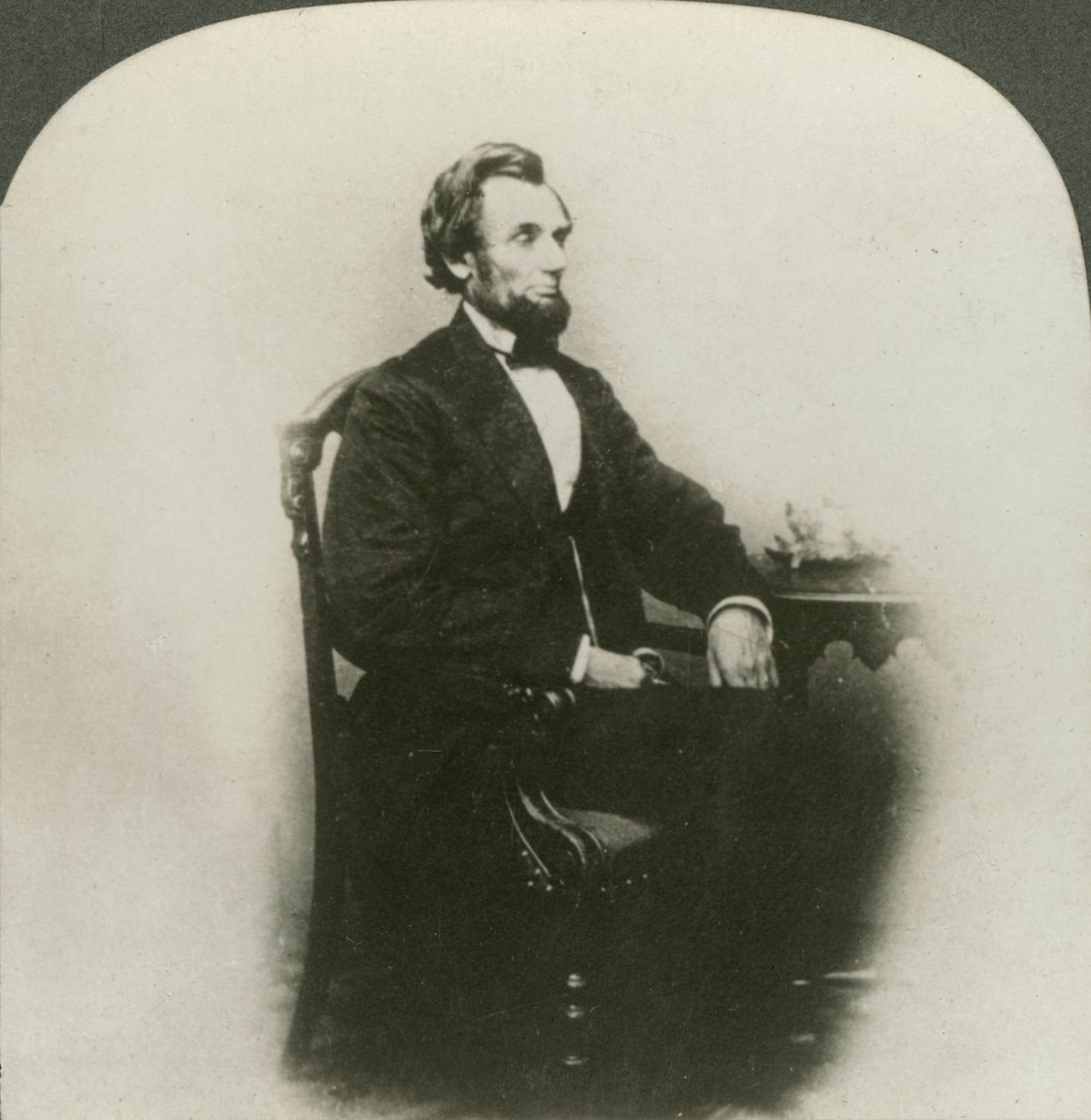 Et sjældent gammelt tredimensionelt portræt af Abraham Lincoln (1809-65) af Keystone View Company