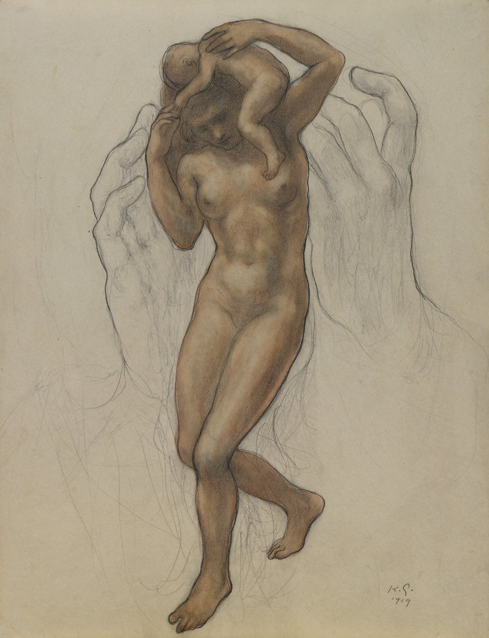 The Burden, 1919 (wc & grafit på papir) af Khalil Gibran