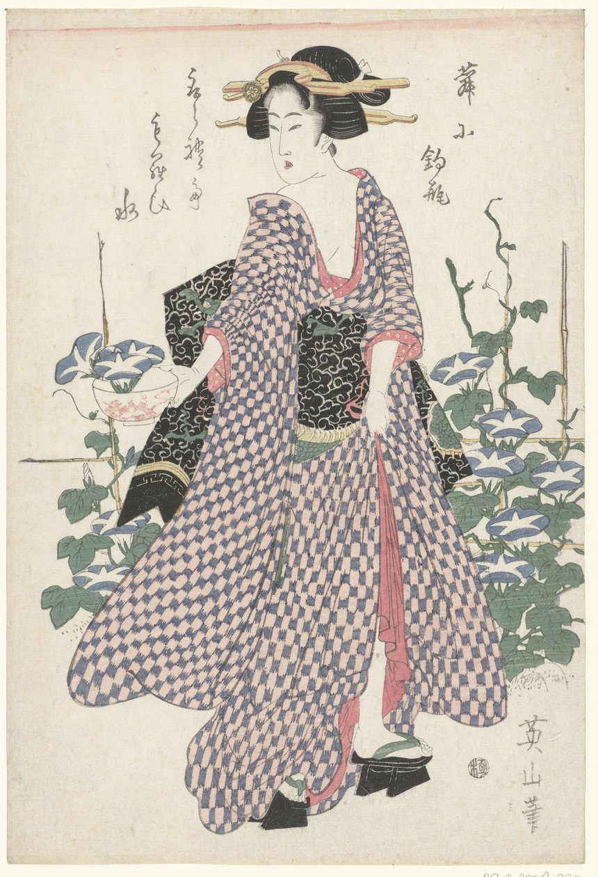 Kurisan og blå bindweed af Kikugawa Eizan