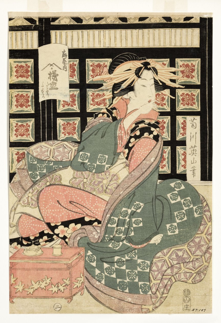 Kurtisaner fra Ogiya Bordel, ca. 1810-15 (træblok) af Kikukawa Eizan