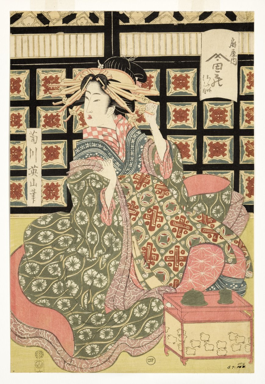Kurtisaner fra Ogiya Bordel, ca. 1810-15 (træblok) af Kikukawa Eizan