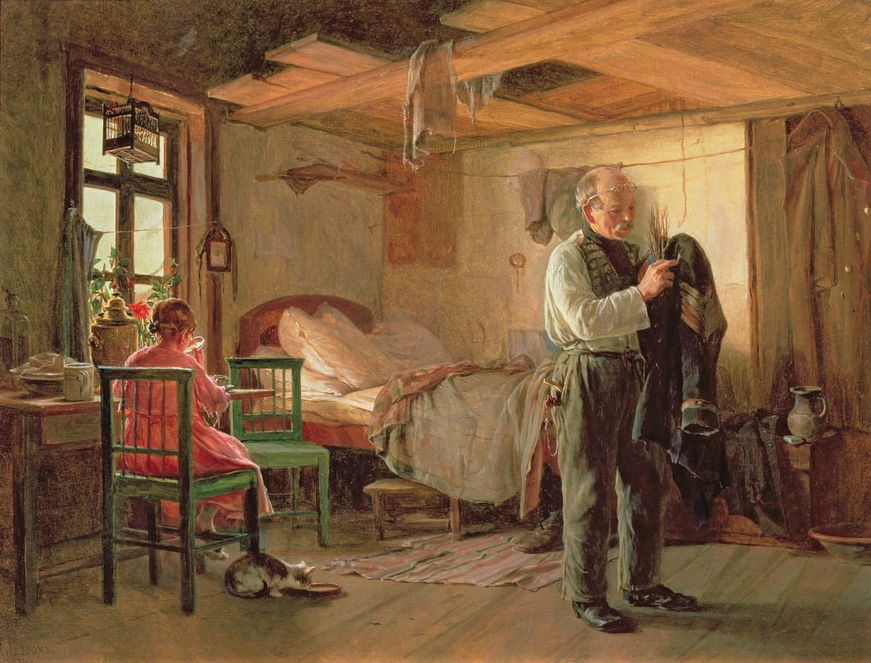 Morgen i en portnerloge, 1874 af Kirill Vikentevich Lemokh