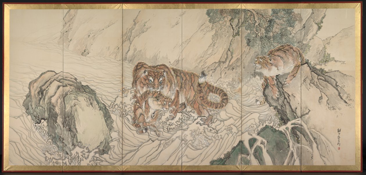 Tigerfamilie, begyndelsen af 1800-tallet. af Kishi Ganku