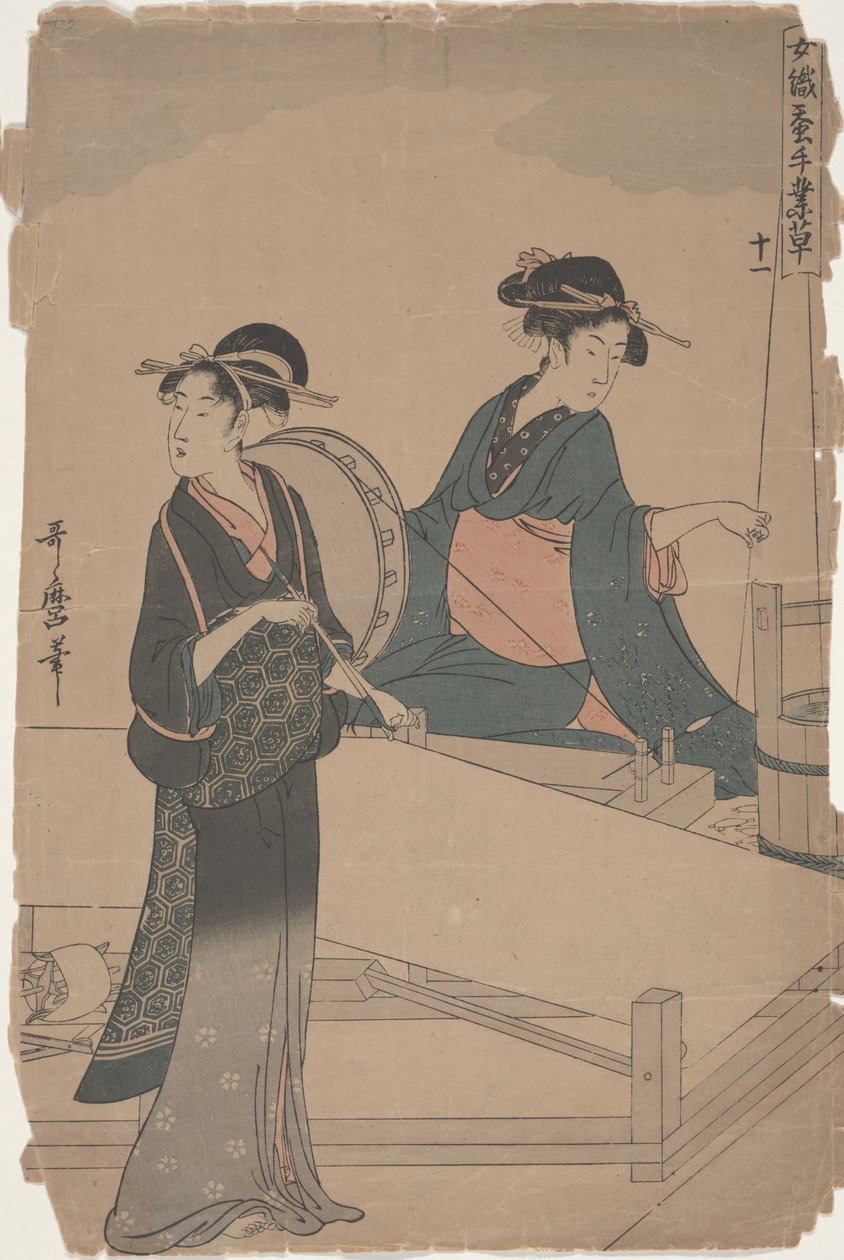Nr. 11 fra serien Kvinder i serikulturindustrien af Kitagawa Utamaro