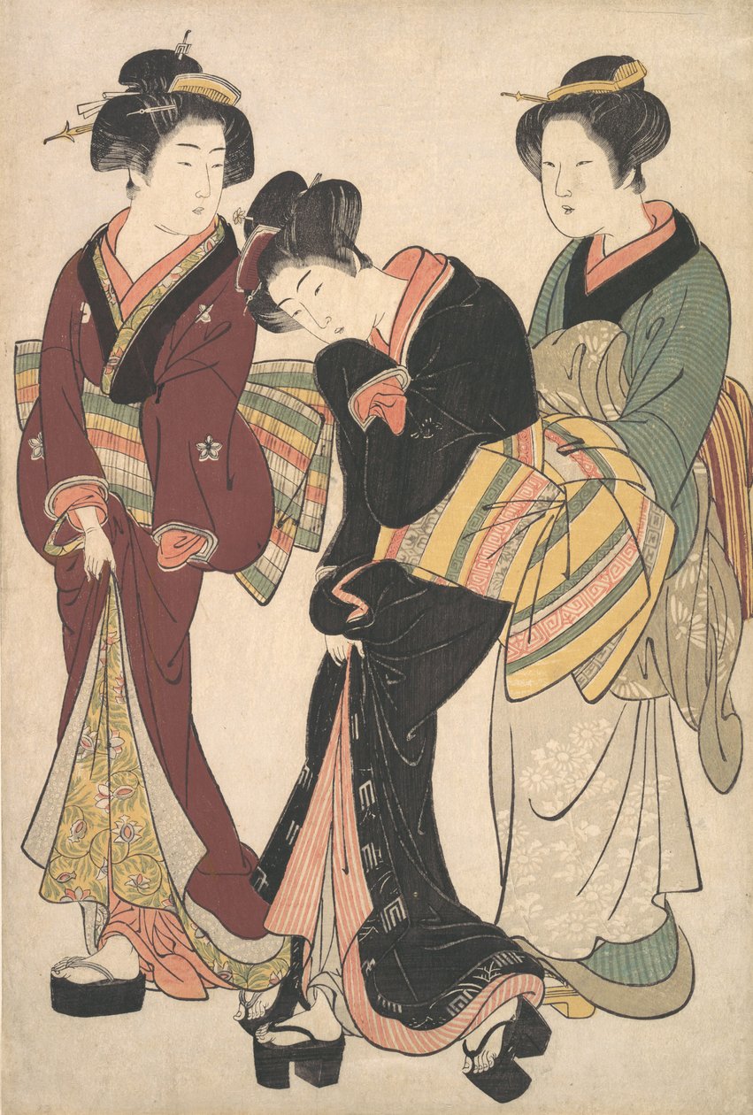 To geishaer og en stuepige, ca. 1790. af Kitao Shigemasa