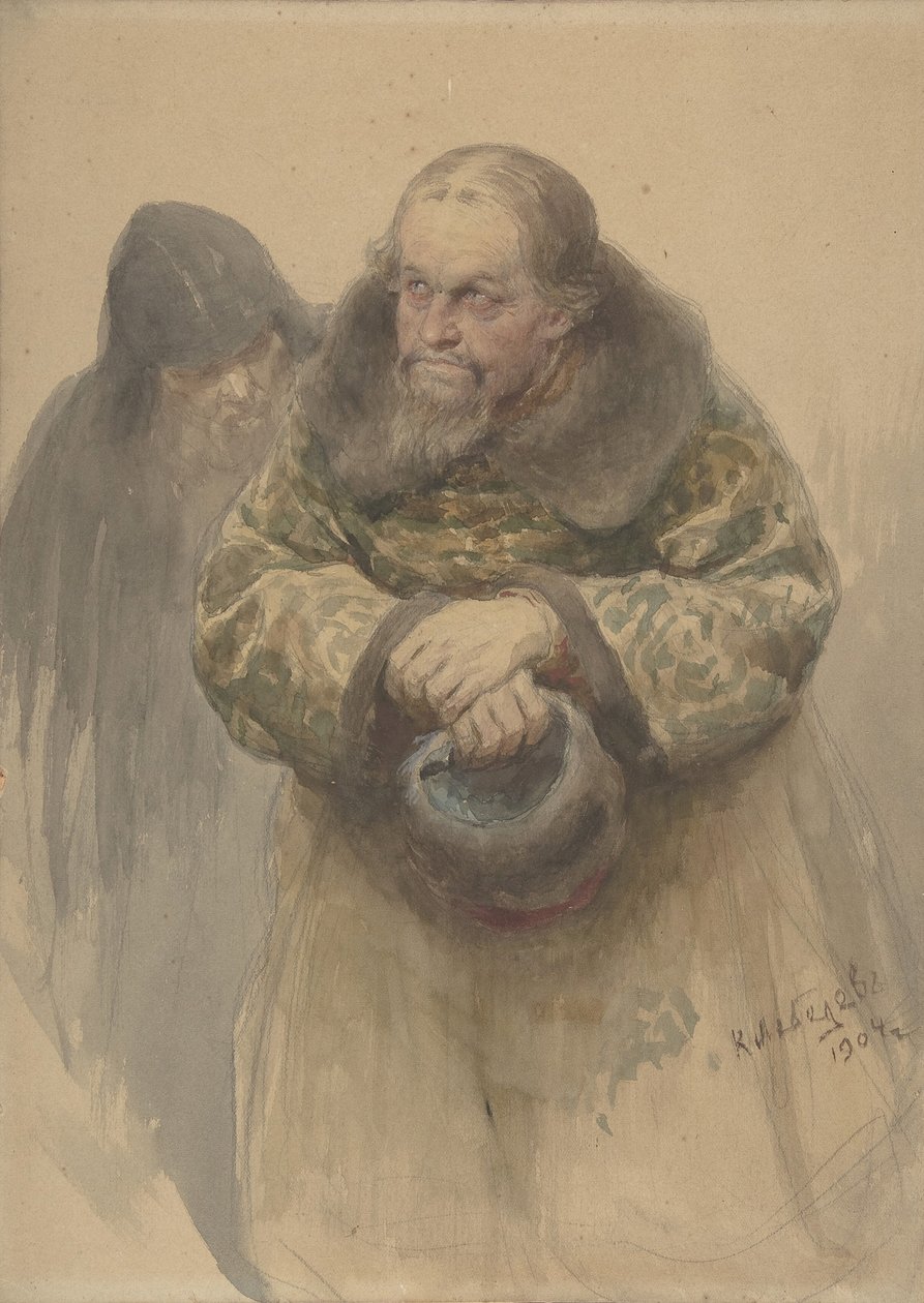 To russiske mænd, 1904. af Klavdi Vasilevich Lebedev